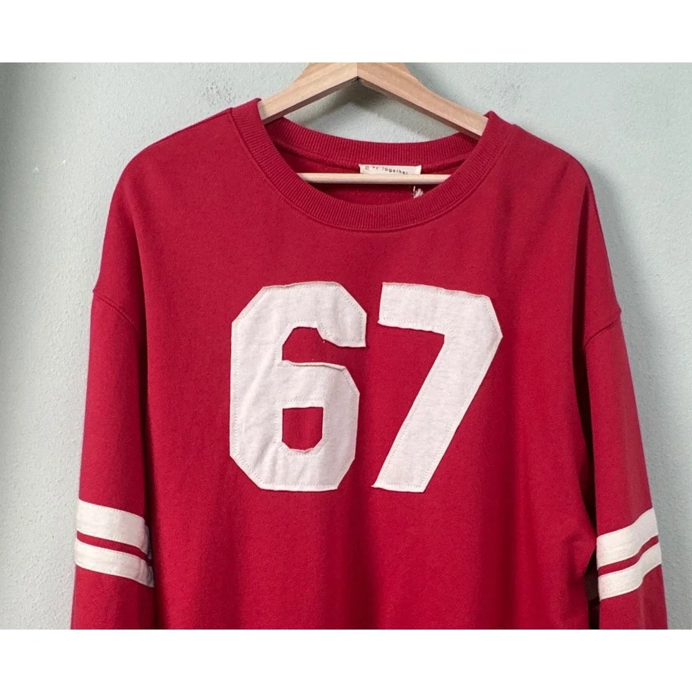 By Together Varsity 67 Pullover Knit Sweater Dusty Red Womens Large NEW